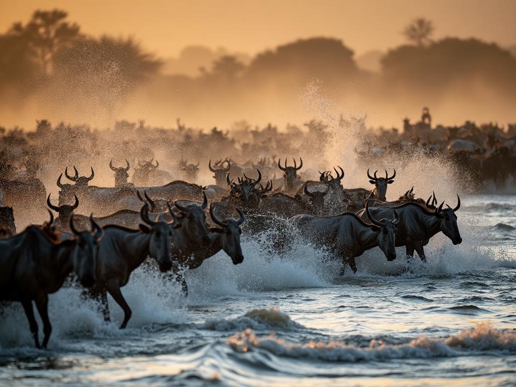 Wildebeest migration across East Africa