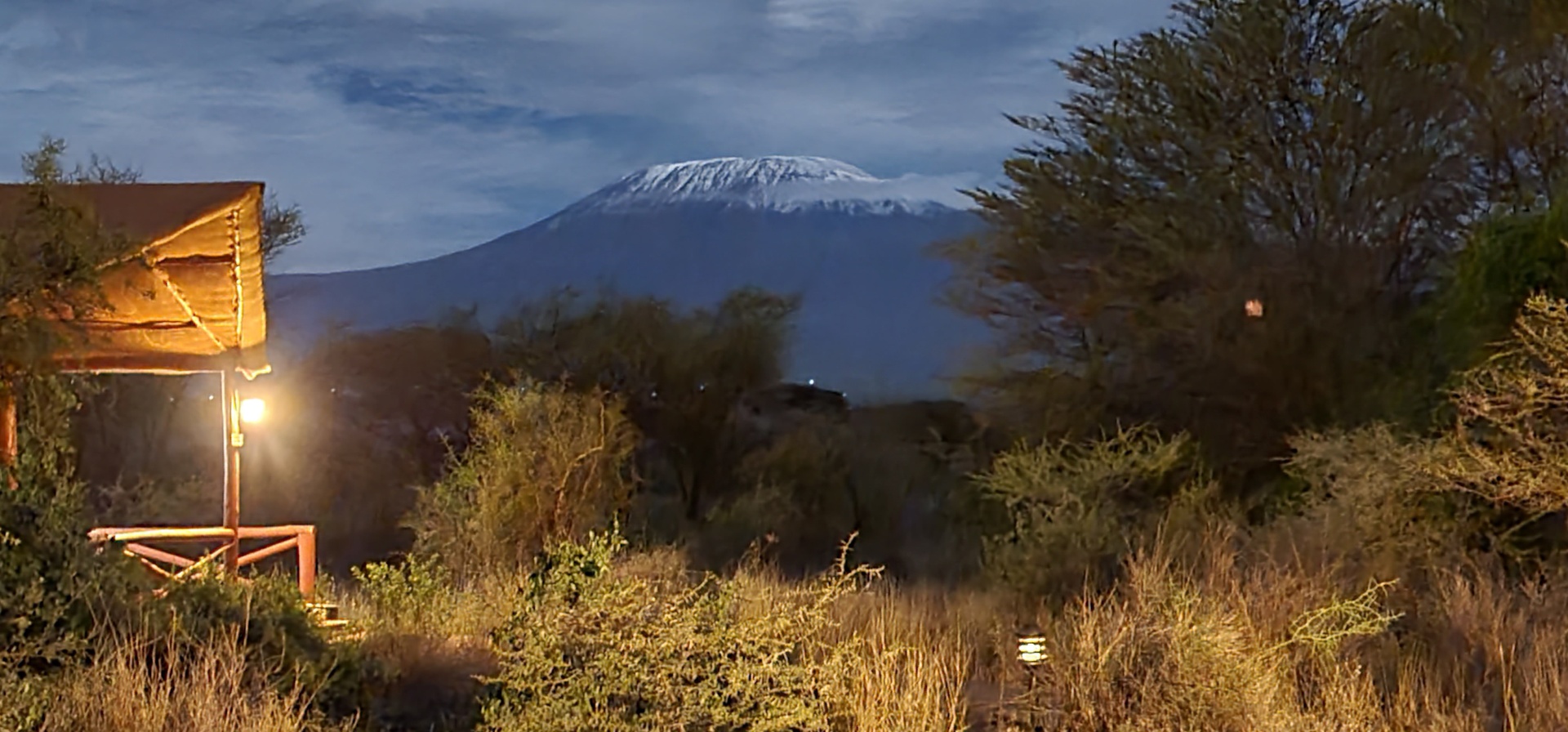Mount Kilimanjaro visible at night from Kilima Safari Camp