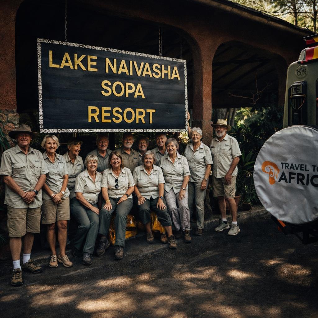 Safari group photo at Lake Naivasha Sopa Resort