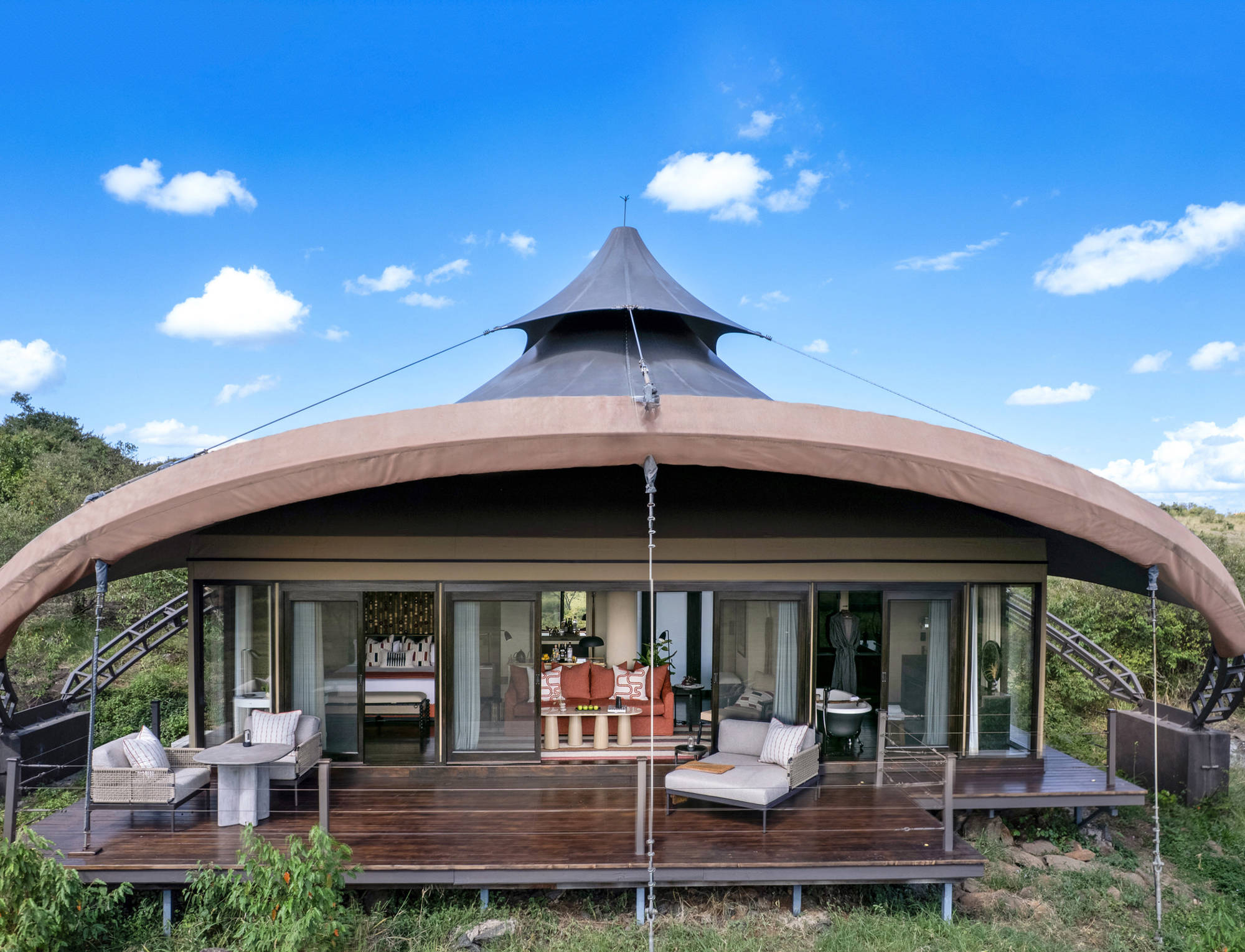 Interior of Mahali Mzuri luxury tented camp in the Masai Mara