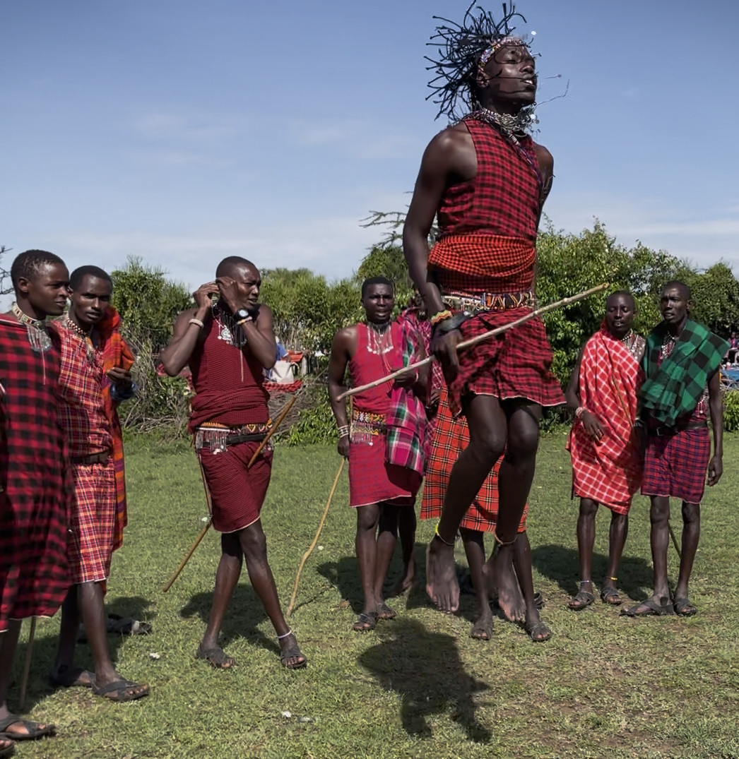 Masai warriors performing traditional jumping dance