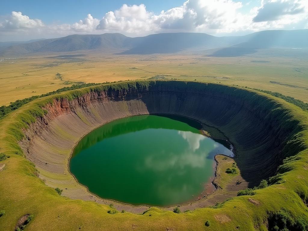 Aerial view of Ngorongoro Crater in Tanzania
