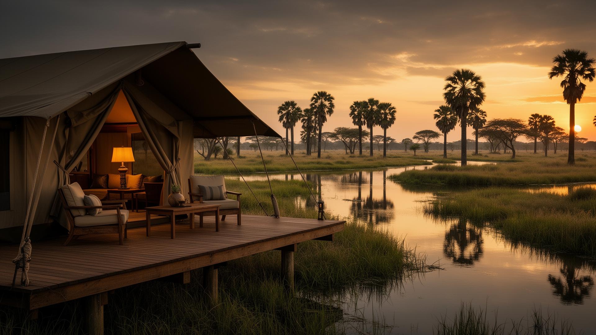 Luxury tented camp in the Okavango Delta, Botswana